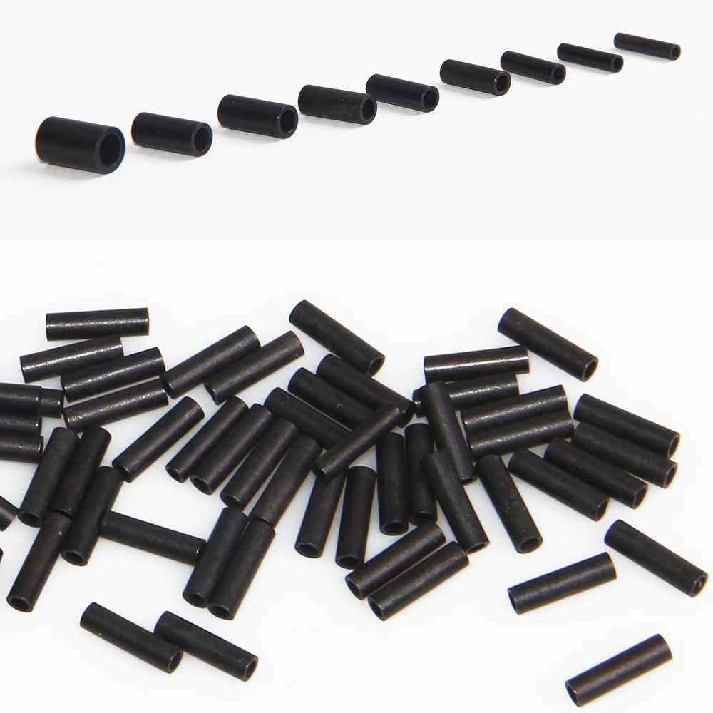 Fishing Crimps Single Barrel Crimp Sleeves Black Oxidized Copper Tube Crimping S