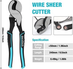 DURATECH Battery Crimper Tool with Wire Cutter for AWG 10 8 6 4 Cable Lugs