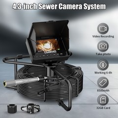 30M Drain Sewer Pipe Inspection Camera 23mm Industrial Endoscope 4.3&Prime; Monitor
