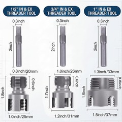 3PCS PVC Pipe Threader Kit, Integrated Internal & External Pipe Threading Tool