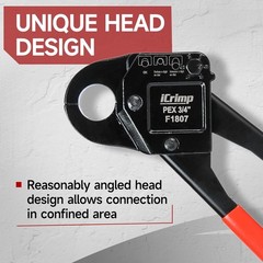Icrimp Angle Head F1807 PEX Pipe Crimping Tool for Copper Rings &ndash; 3/4-Inch Angle