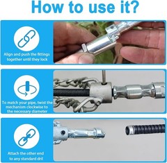 2 Piece Flex‑Shaft Sewer Descaling Chain,Multi-Purpose PVC Pipe Maintenance T&hellip;