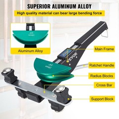Aluminum Tube Bender Kit 1/4&Prime;-7/8&Prime; 90&deg; Dual-Direction Ratcheting