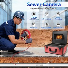 Sewer Camera Self Leveling 100FT/30M, 7&Prime; Drain Inspection Camera with DVR, 4743