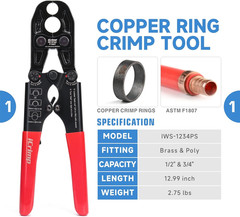 PCKIT-1234PS PEX Crimping Tool Kit with PEX Tubing Cutter, PEX Crimper