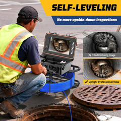 Self-Leveling Sewer Camera with 9&Prime; Screen & 100ft Cable for Pipe Inspection