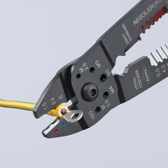 KNIPEX Crimping Pliers 97 21 215 SB with Black Handles and Silver Finish