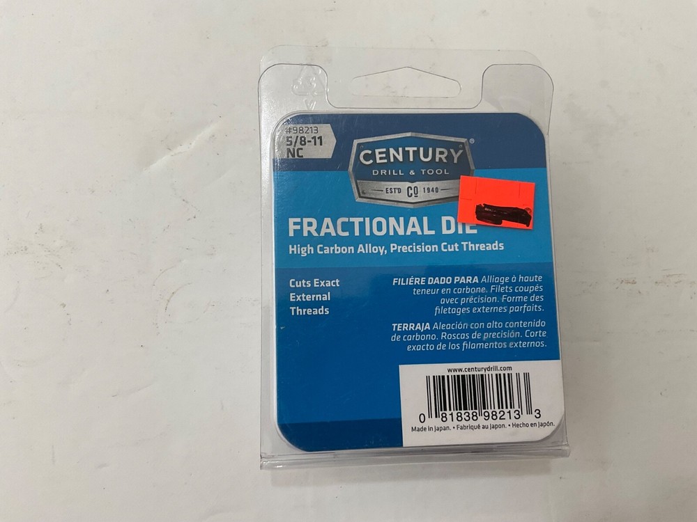 Century Drill & Tool Co. hex die 5/8-11 NC #98213 made in Japan