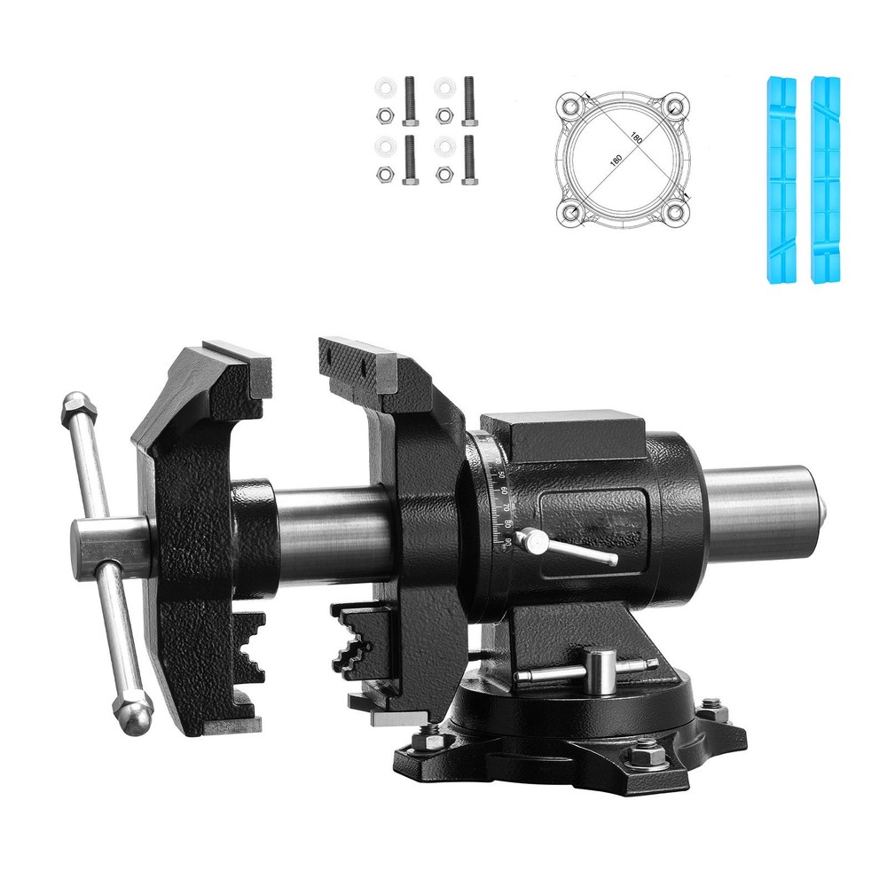 Heavy Duty Bench Vise, 5.5&Prime; Jaw Width, Double Swivel Rotating Multi &ndash; Purpose