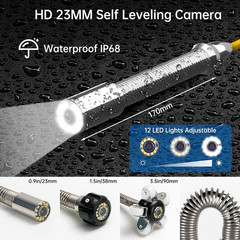 100Ft Self-Leveling Sewer Camera with 9&Prime; HD Monitor & 12 Light Meter Counter