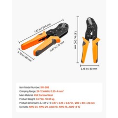 Uimoso Ratcheting Wire Crimper Tool 24-12 AWG for Electrical Connections