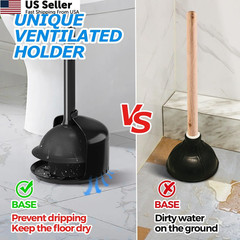 FORASTO Toilet Plunger with Holder,Plungers for Bathroom 1Pack, Black