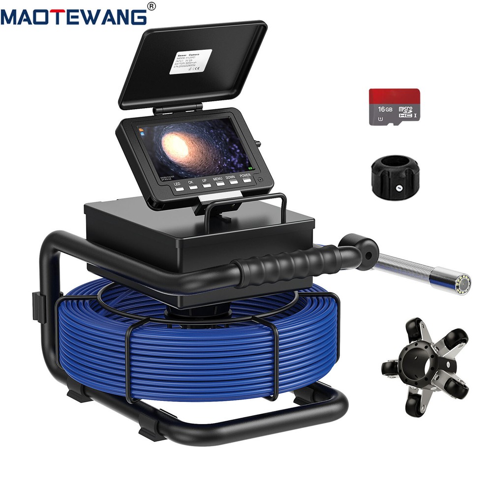 50M Pipe Inspection Camera with 512Hz Transmitter Sewer Camera Self Leveling 5&Prime;