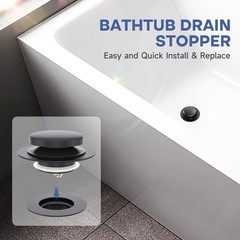 Matte Black Universal Tip Toe Tub Stopper Replacement, Pop Up
