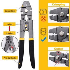 328ft Wire Rope Crimping Tool Kit, 1/16&Prime; Stainless Steel 328ft, Grey,black