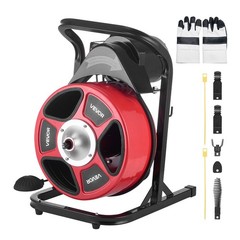 Drain Snake Auger: 50ft Solid-Core Steel Cable