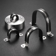 14Pcs 27mm（1-1/16&Prime;） 304Stainless Steel Rubber 2 Hole U-Tube Strap Clamp, Black