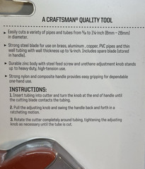 CRAFTSMAN 51672 Ratcheting Tube and Pipe Cutter 5/16&Prime; to 1-1/8&Prime;