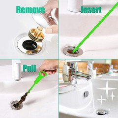 Longer Drain Clog Remover Sink Snake: 3 Pcs Hair Tools for Green