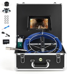 7&Prime; 100ft/30m Self-Leveling Sewer Camera Pipe Inspection Camera 512HZ Counter DVR