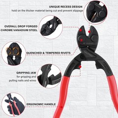 8 Inch Mini Bolt Cutters, High Leverage Compact Bolt Cutter, Anti-Slip Comfort G