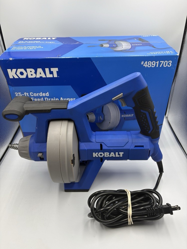 Kobalt KDA100, 1/4-in dia x 25-ft L, Corded Auto Drain Auger for 3/4&Prime;- 2&Prime; Drains