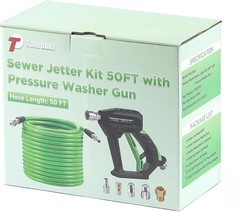 Sewer Jetter Kit for Pressure Washer 50 FT, Short Power Washer Gun, Drain