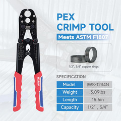 Icrimp PEX Pipe Crimping Tool, Convertible 1/2&Prime; & 3/4&Prime; Jaws | Convertible 1/2&Prime; &