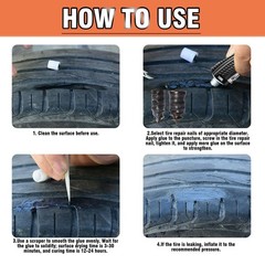 Tire Repair Glue, Sidewall Rubber Cement Kit, Two Sizes Nail, Suitable for Bi&hellip;