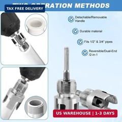 Pipe Threading Tool for Internal & External Threads, 2pcs Dual End 1/2&Prime; NPT & 3/