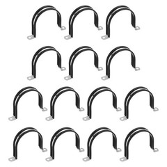 14Pcs 77mm(3-1/32&Prime;) Stainless Steel Rubber 2 Hole U-Tube Strap Clamp, Black