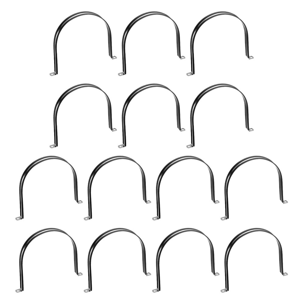 14Pcs 180mm(7-1/16&Prime;) Stainless Steel Rubber 2 Hole U-Tube Strap Clamp, Black