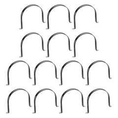 14Pcs 180mm(7-1/16&Prime;) Stainless Steel Rubber 2 Hole U-Tube Strap Clamp, Black