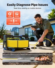 VEVOR Sewer Camera with WiFi 98.4ft/30m IP68 Drain Pipeline Camera 12 LED Lights