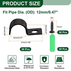 30Pcs 12mm(1/2&Prime;) One Hole Pipe Strap, U Brackets Conduit Clamp