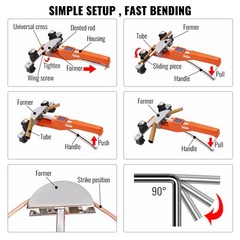 Pipe Tube Bender Set,1/4&Prime;-7/8&Prime; O.D. Ratcheting Tubing Bender,90&deg; Forward/Reverse