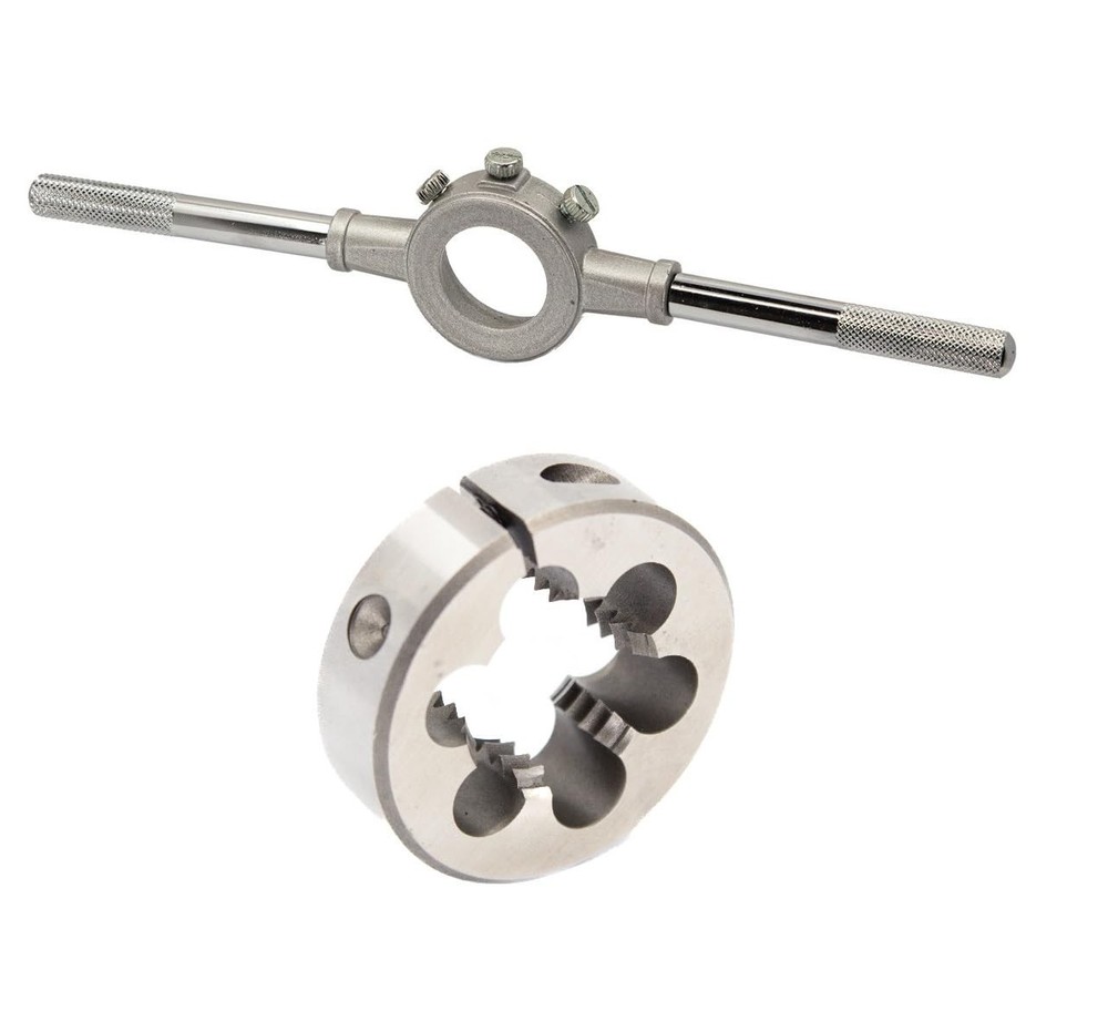 Drill America 1&Prime;-8 UNC X 2-1/2&Prime; OD HSS Round Adjustable Die with Matching Die