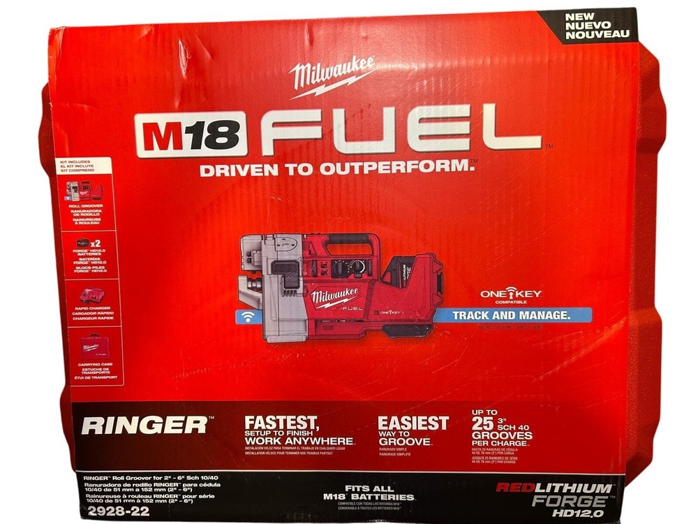 Milwaukee M18 FUEL RINGER Roll Groover for 2 in. &ndash; 6 in. Sch 10/40 Kit W/one key