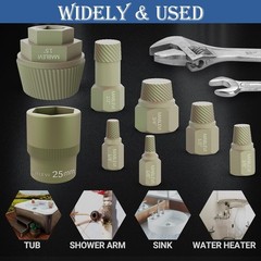 1.5&Prime; Tub Drain Extractor Set &ndash; 8PCS Pipe Nipple Tools, Remove Stubborn Rusted St