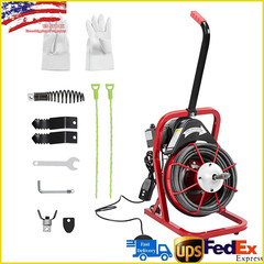 75FT x 3/8 Inch Electric Drain Cleaner Machine K300K Sewer Auger for 1&Prime;-4&Prime; Pipes