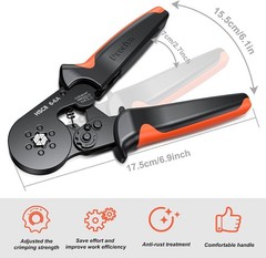 Ferrule Crimping Tool, Hexagonal Sawtooth Self-Adjustable Ratchet Wire Terminal