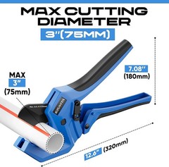 Ratchet PVC Pipe Cutter, Cuts up to 3&Prime;, Heavy-Duty Aluminum Ratchet Tubing Cutte