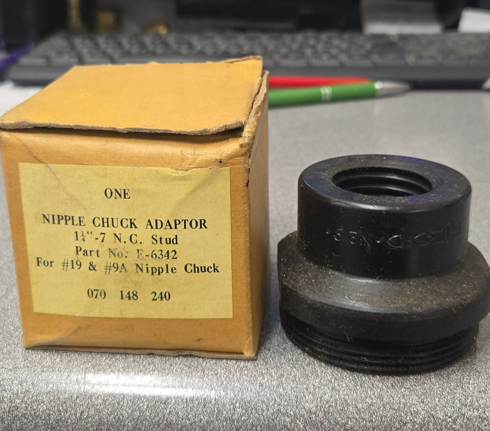 RIDGID E-6342 NIPPLE CHUCK ADAPTER 1-1/4&Prime;-7 UNC FOR RIDGID#19 & 9A *NEVER USED*
