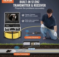 VEVOR Sewer Camera 165ft/50m Self-Leveling Drain Camera with 9&Prime; Screen 36X Zoom