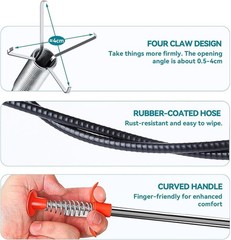 116 inch Drain Snake Flexible Grabber Claw &ndash; Toilet Snake Drain Claw for Clog&hellip;