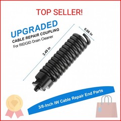 GGTE Upgraded 91037 Cable Repair Coupling for RIDGID Drain Cleaner, 3/8-Inch IW