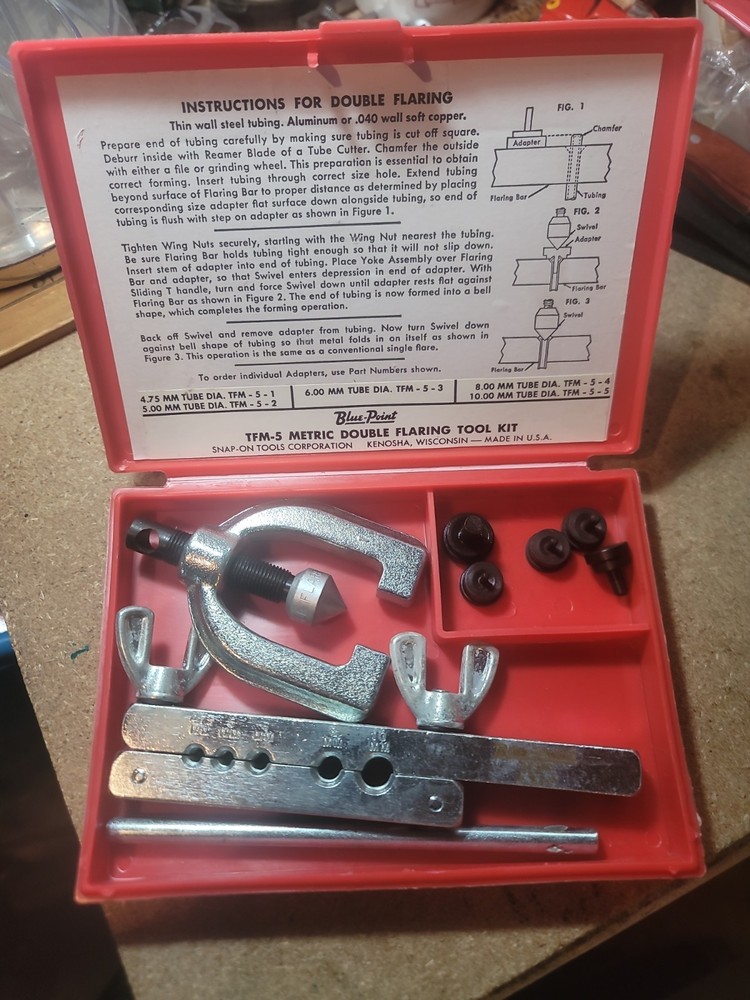 Blue Point TFM5 Metric Double Flaring Tool Brake Line Bending Kit 4.75mm to 10mm
