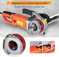 Electric Pipe Threader Pipe Threading Machine Copper Motor w/ 6 HSS Dies 1/2&Prime;-2&Prime;