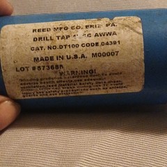 Reed Mfg 04391 DT100 1&rdquo; CC AWWA Drill Tap for Cast/Ductile Iron Pipe