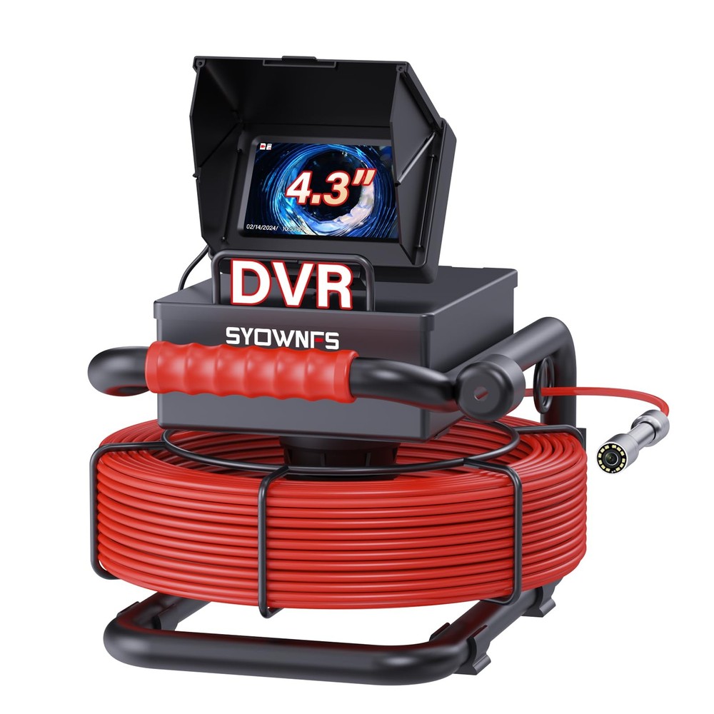 Sewer Camera 100ft 30m 4.3 Pipe Inspection DVR IP68
